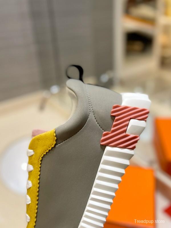2024 Unisex Hermès Yellow Grey White Imported Silk Lambskin Imported Rain Velvet Casual Sneakers MJ00320