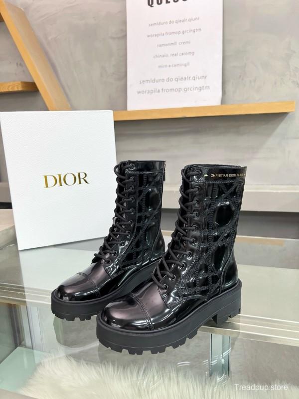 2024 Women Dior Black Leather Boots MJ00430
