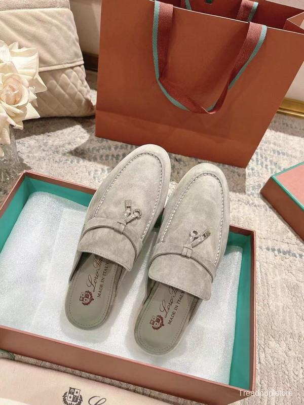 2025 Women LP Beige Suede Slip-on Loafers LY00360