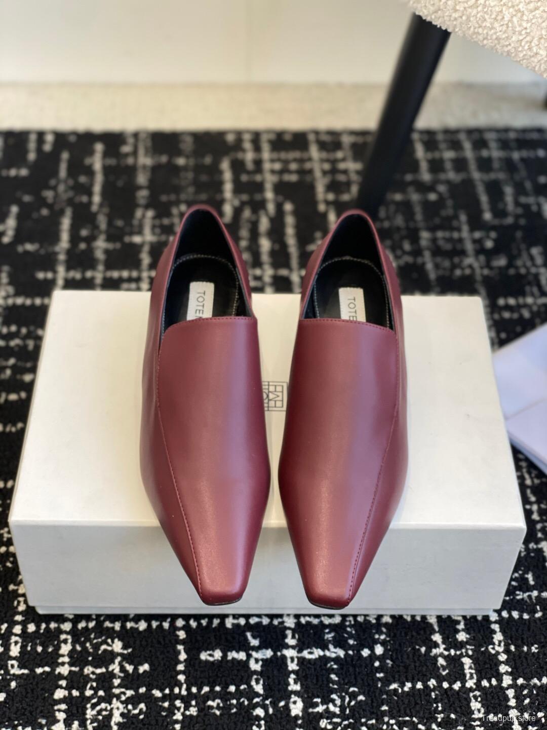 2025 Women Toteme Burgundy Leather Loafers