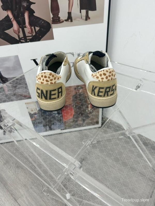 2024 Unisex GGDB White Beige Glitter Suede Leather Low Top Sneakers MJ00260