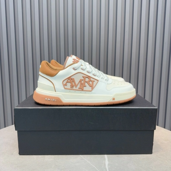 2025 Unisex Amiri White Brown Leather Sneakers MJ00360