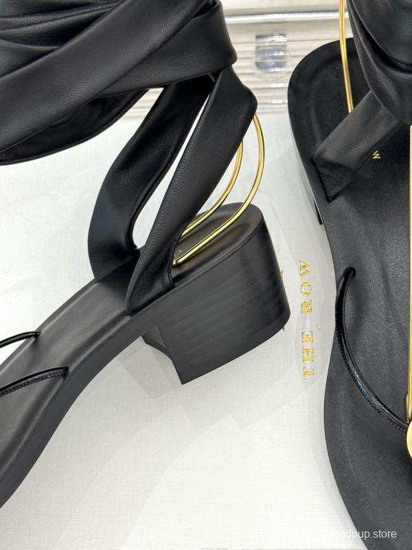 2025 Women Yves Saint Laurent Black Leather Sandal