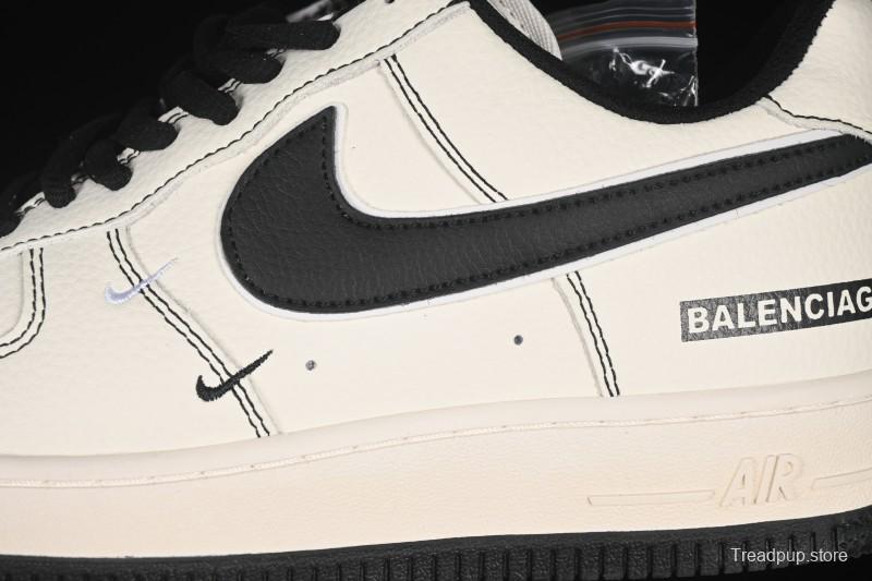 Nike Balenciaga Air Force 1'07 Low Collaboration Triple Swoosh Beige Black Casual Shoes - FR0538-090