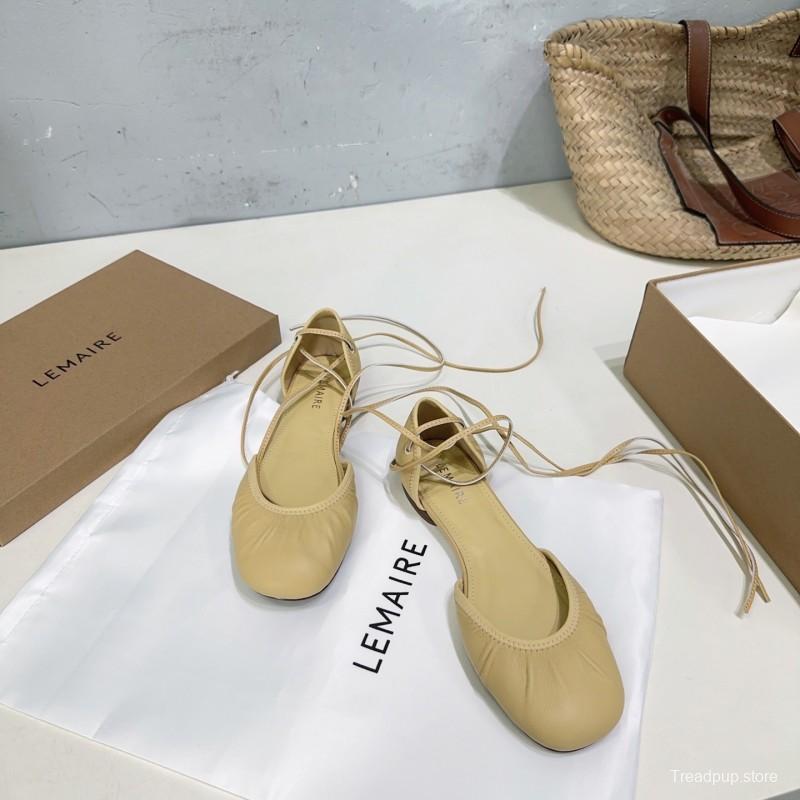 2025 Women LEMAIRE Light Yellow Lambskin Mary Jane Lace-up KFY00300