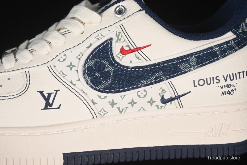 Nike Air Force 1 '07 Low LV Collaboration Dual-Tone Blue Denim Hook Low-Top Casual Sneakers - YX5066-342