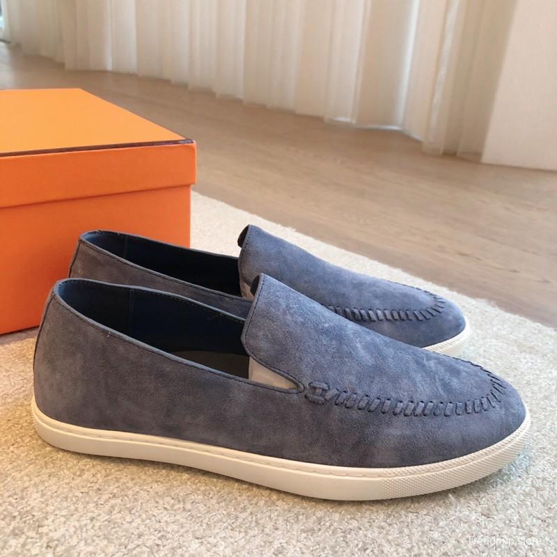 2025 Unisex Hermes Blue Suede Plimsolls AS00380