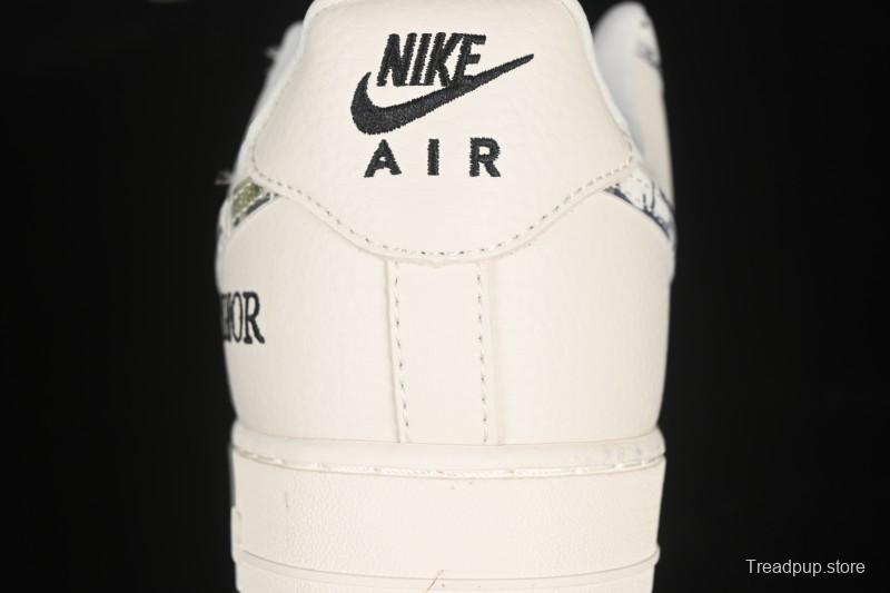 Nike Air Force 1 '07 Low Dior Collaboration Gray Floral Low-Top Casual Sneakers - DF0188-064