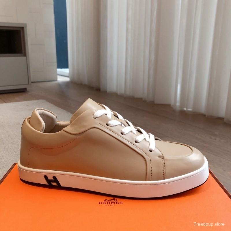 2025 Unisex H Beige Leather Sneakers AS00380