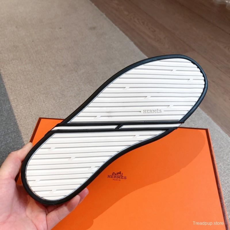 2025 Women Hermès White Leather Sneakers