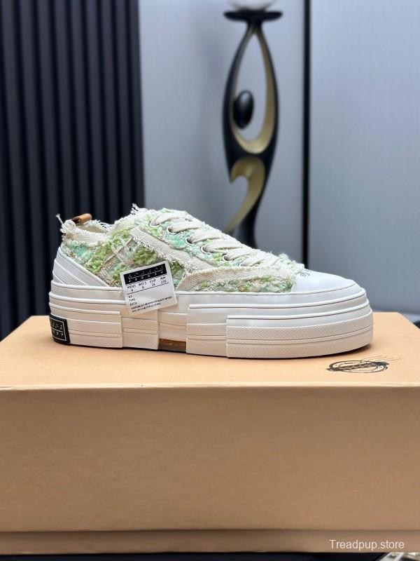 2025 Unisex XVESSEL White Green Canvas Plimsolls Vulcanized AS00260