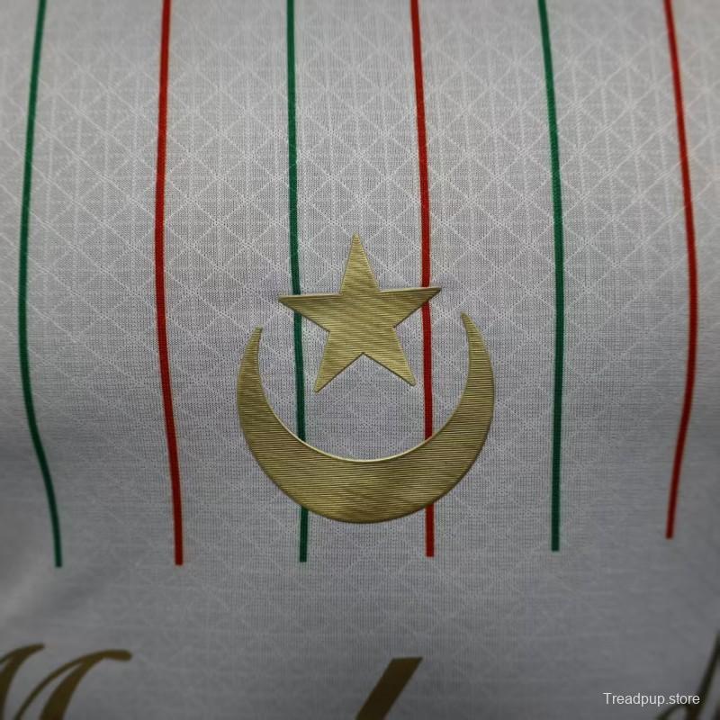 Player Version 2025 Palestina White with Red and Green Pinstripe Jersey