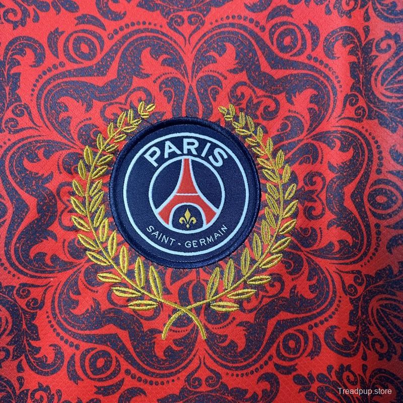 25/26 PSG  Paris Saint-Germain Navy with Red Ornate Pattern Jersey