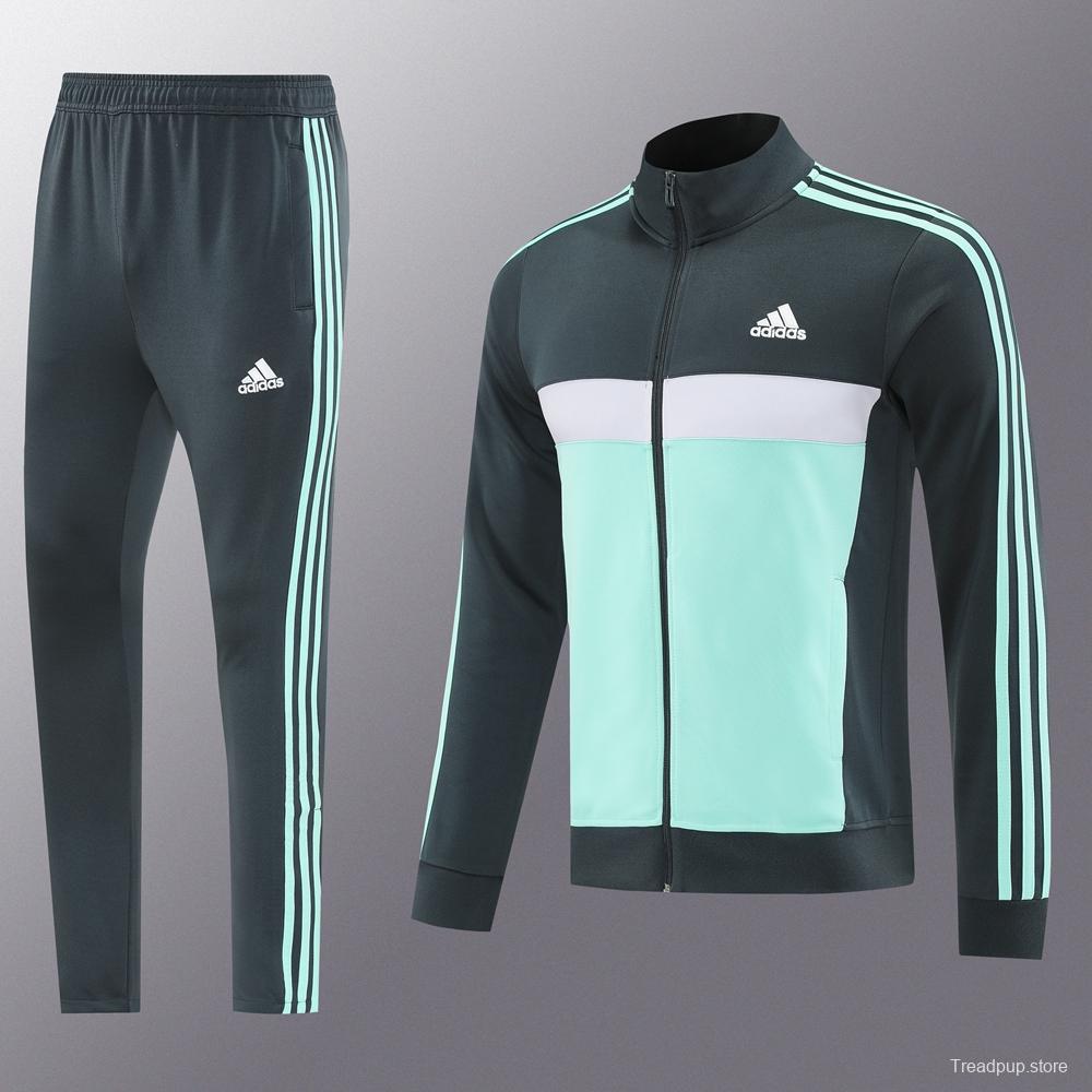 2025 Adidas Dark Grey Full Zipper Jacket +Long Pants