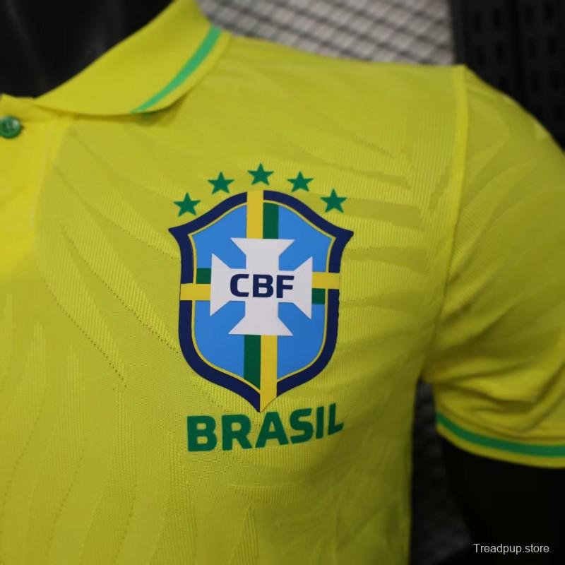 Player Version 2025 Brazil Home Yellow Classic Jersey