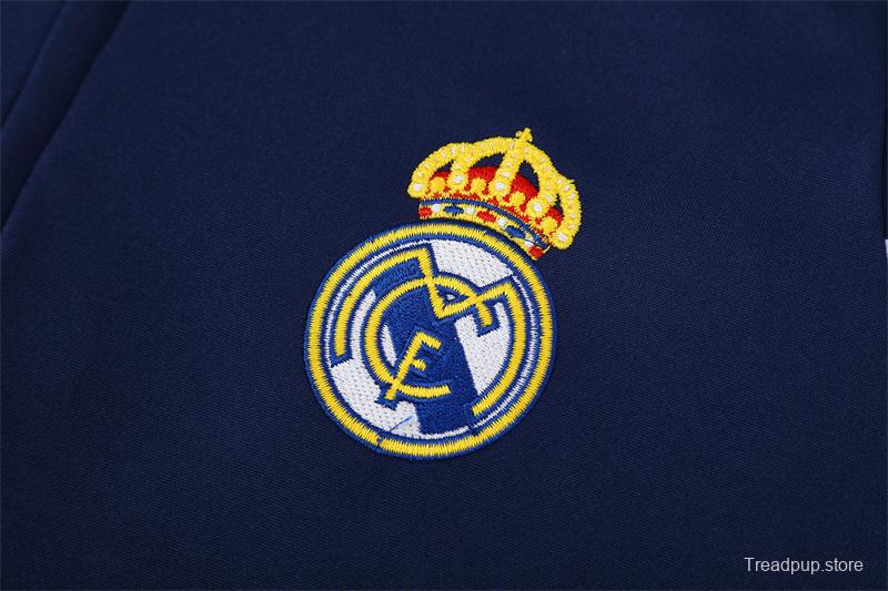 Retro 03/04 Real Madrid Royal Blue Half Zipper Jacket