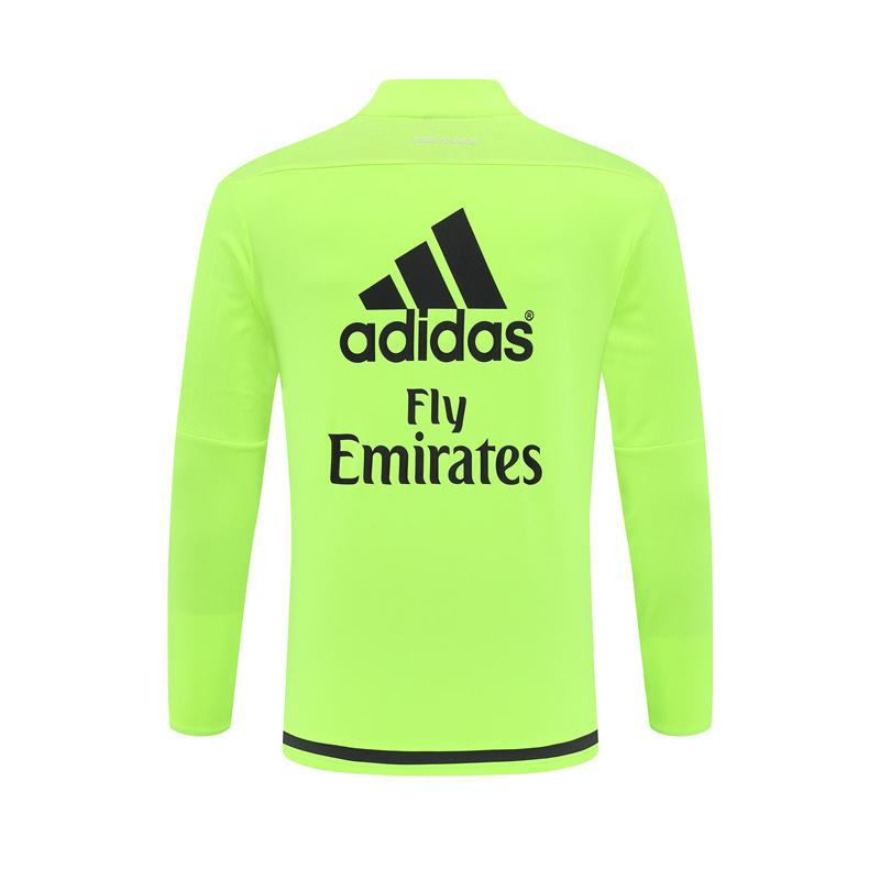 Retro 15/16 Real Madrid Fluorescent Green Half Zipper Jacket