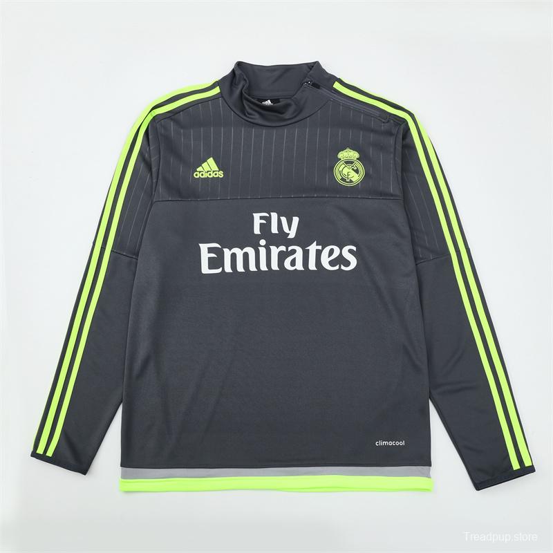 Retro 15/16 Real Madrid Dark Grey Half Zipper Jacket