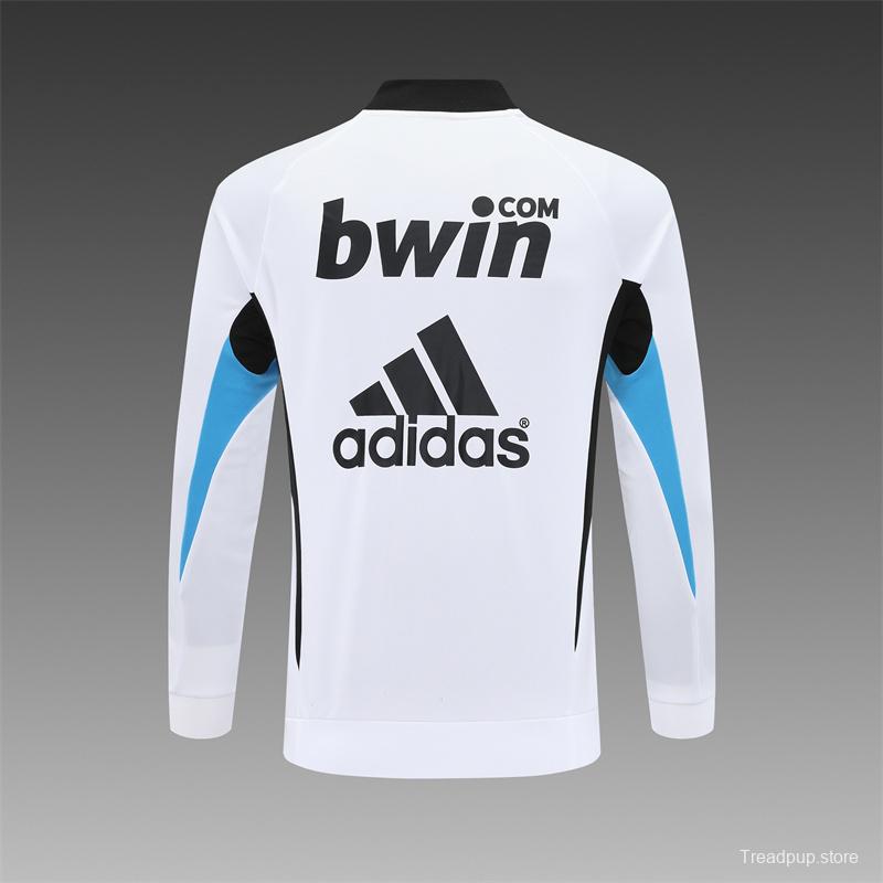 Retro 08/09 Real Madrid White Half Zipper Jacket+Long Pants