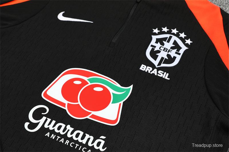 Player Version 25/26 Brazil Black Half Zipper Jacket+Long Pants