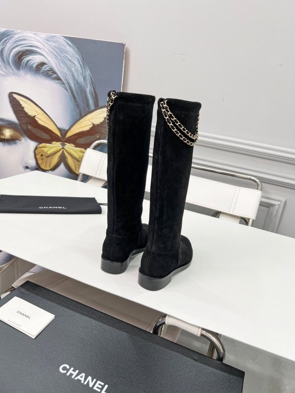 Chanel 2025 SS Quilted Leather Chain CC Logo Flat Ankle Boots - LY00510
