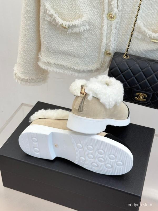 Chanel 2025/SS Double C Color-Block Shearling Snow Boots - KFY00270