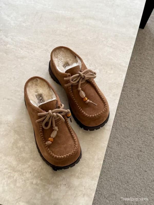 UGG Fall Winter New Potato Wool Slippers Retro Acrylic Buckle Design - KFY00250