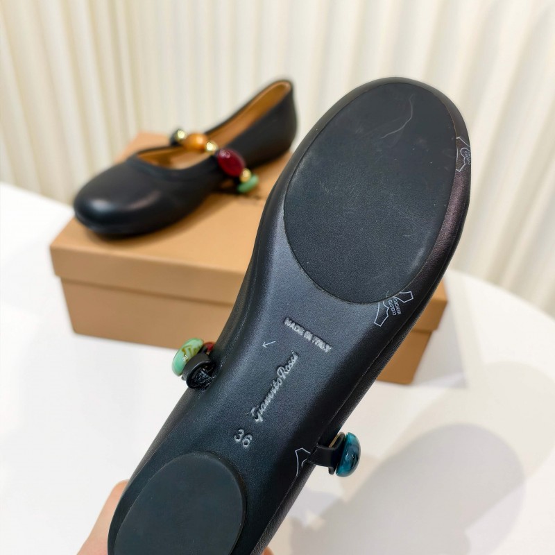 Gianvito Rossi Bohemian Style Turquoise Flat Ballet Shoes - LY00320