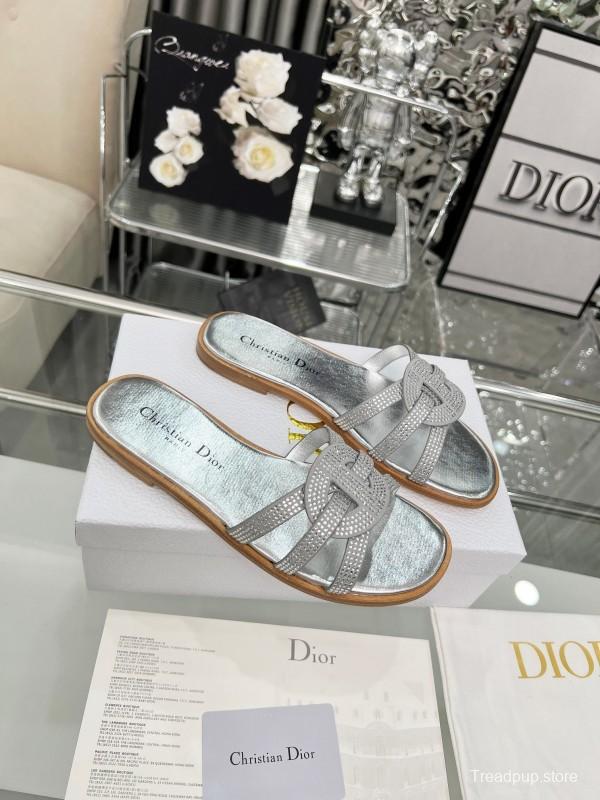 Dior D-Lane Sandals Hollow-out Monogram Flat Slides - LY00220/LY00260