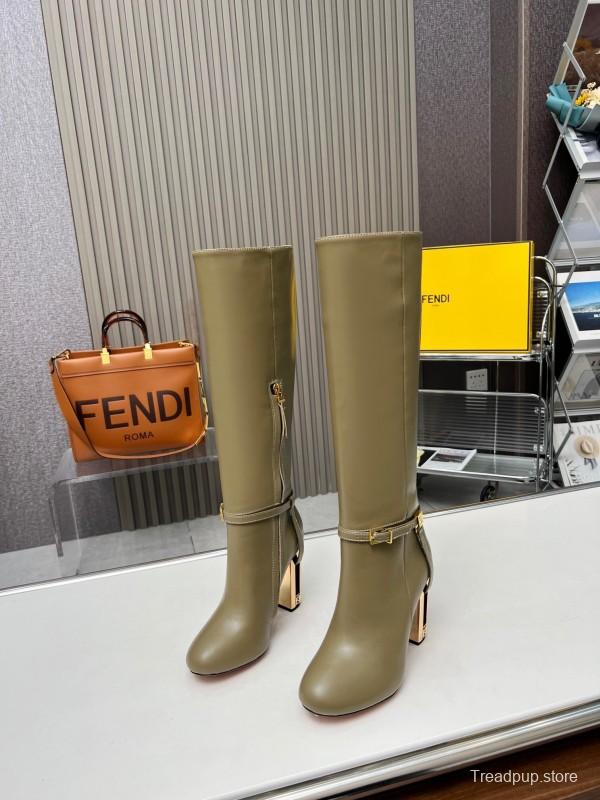 FENDI Delfina Round Toe Boots with FF Buckle - LY00520