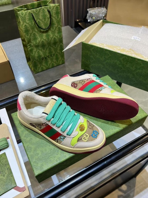 Gucci Distressed Sneakers 2025 SS Retro Design with Metal GG Logo - AS00270