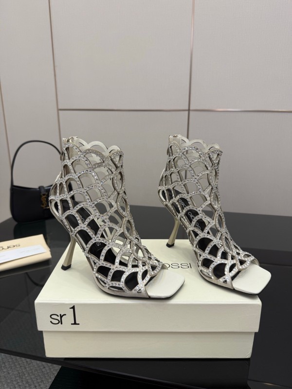 Sergio Rossi Mermaid Sandals 2025 SS Collection Elegant Fishnet High Heels - KFY00470