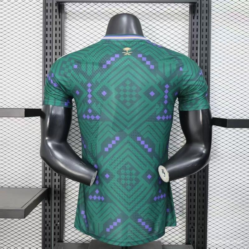 Player Version 2026 Saudi Arabia Home Green with Geometric Diamond Pattern Jersey