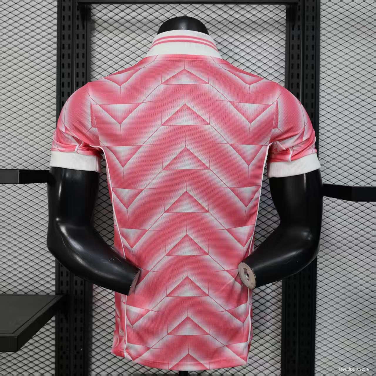 Player Version 1988/89 Real Madrid Third Pink with Geometric Chevron Pattern Jersey