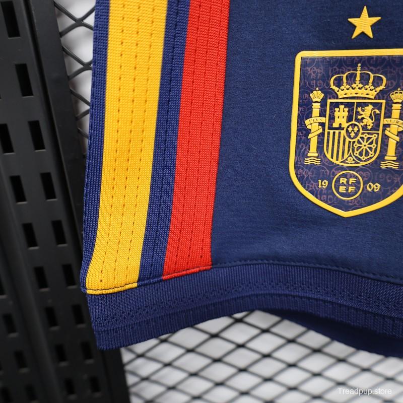 2026 Player Version Spain Navy Blue with Red Yellow Stripes Shorts