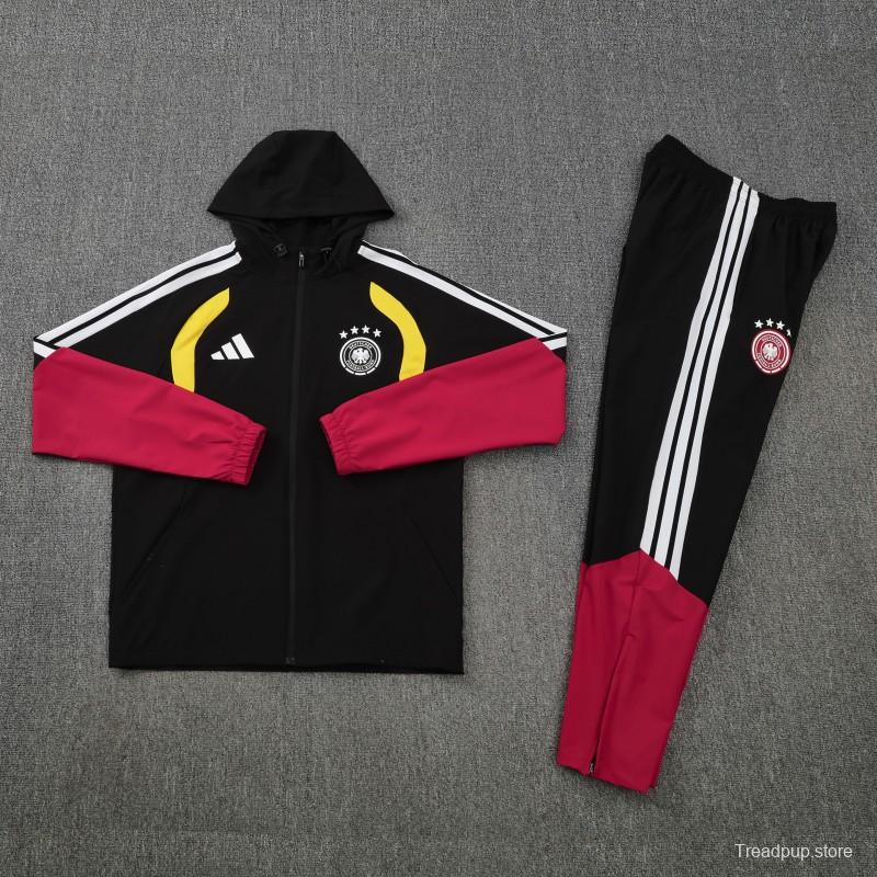 26/27 Germany Black Full Zipper Jacket Tracksuit + Long Pants