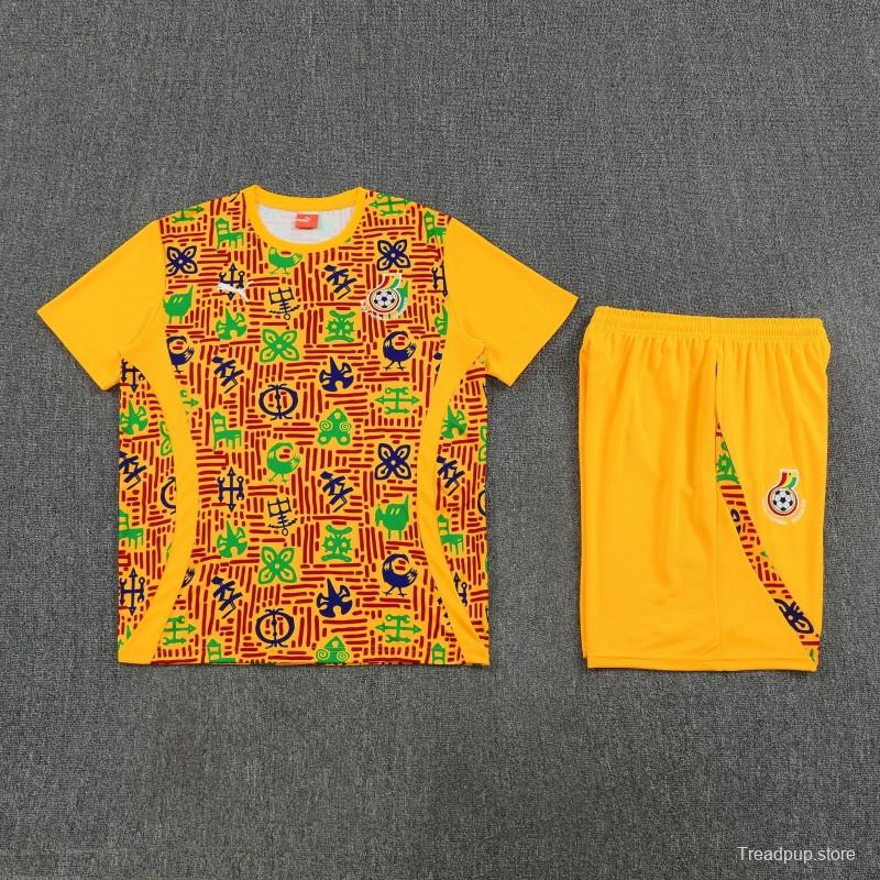 26/27 Ghana Yellow Short Sleeve+Soccer Shorts