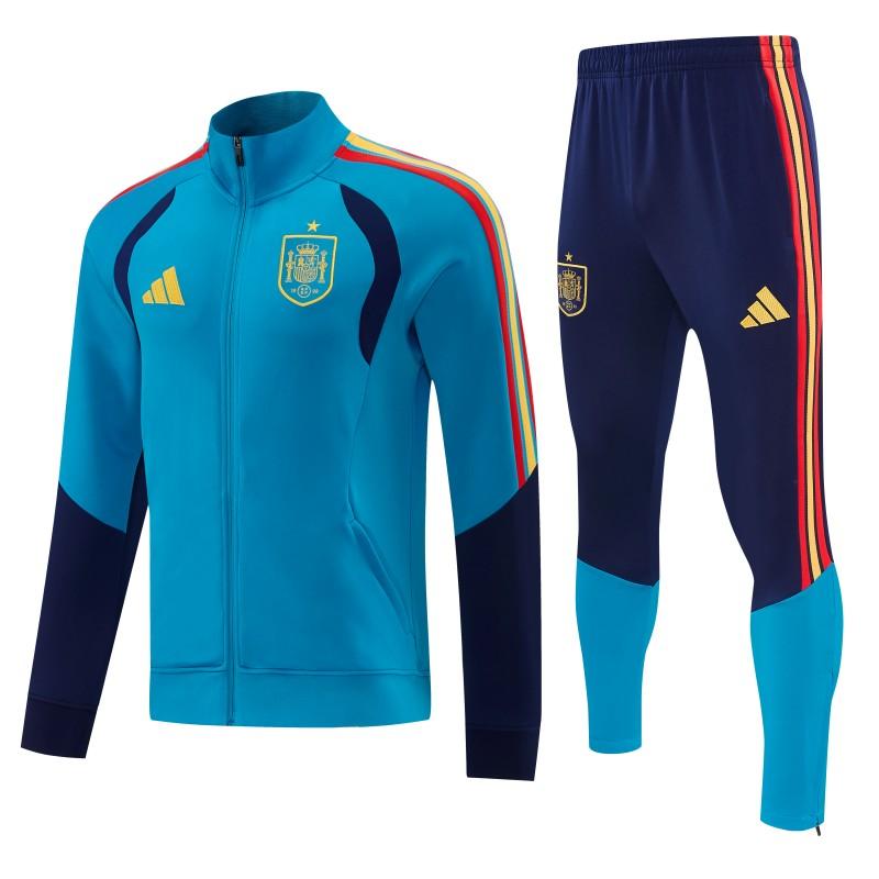26/27 Spain Light Blue Full Zipper Jacket Tracksuit + Long Pants