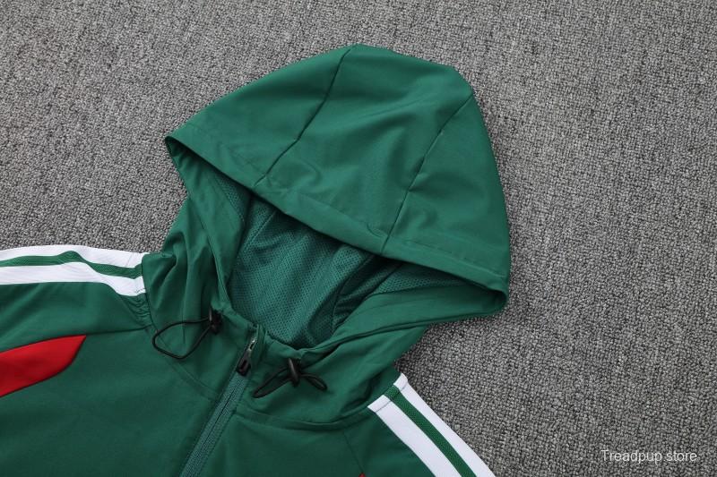 26/27  Algeria Dark Green & Light Green Full Zipper Hooded Jacket Tracksuit + Long Pants