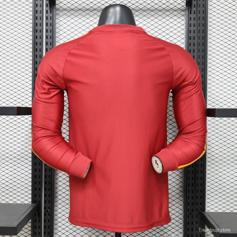 Player Version 2026 AS Roma Deep Red  84/85 Vintage Remake  Long Sleeve Home Jersey