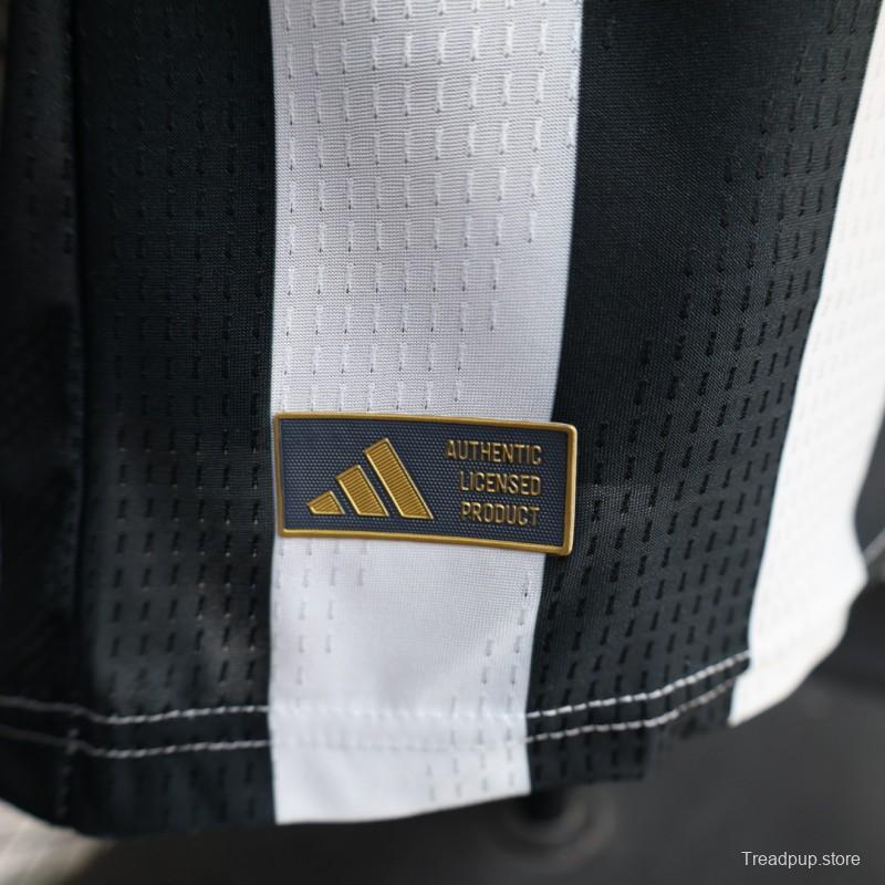 Player Version 26/27 Juventus Black & White Stripe Gold Detail Home Jersey