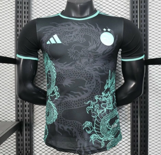Player Version 2025 Algeria Black with Mint Green Dragon Pattern Jersey