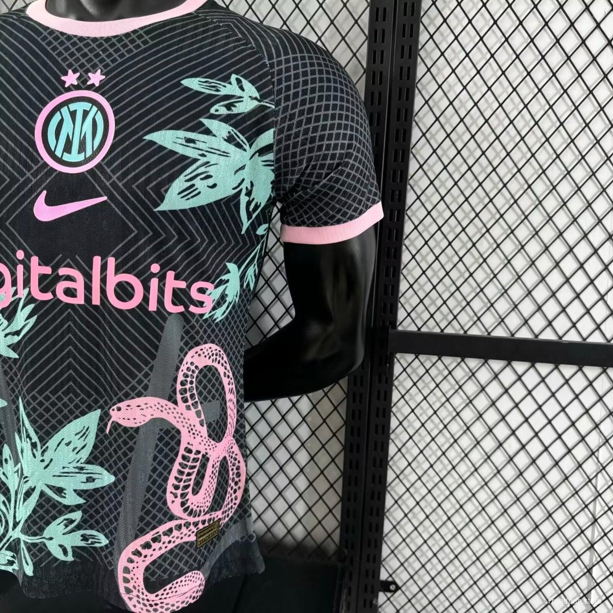 Player Version 25/26 Inter Milan Black with Snake and Floral Pattern Jersey