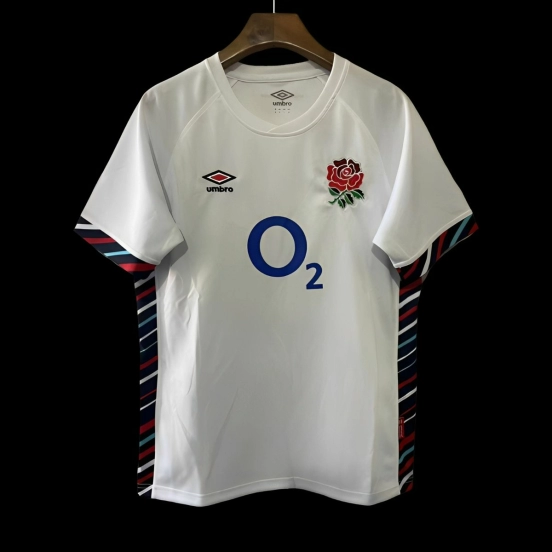 2025 England White with Diagonal Stripe Pattern Home Jersey