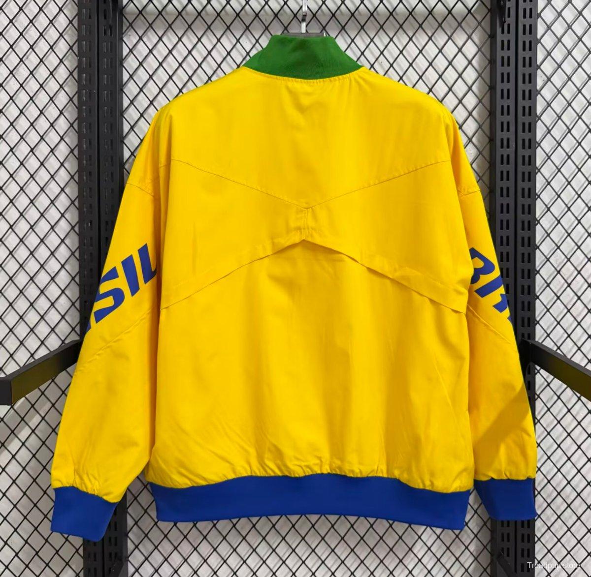 26/26 Brazil Yellow Full Zipper Windbreaker