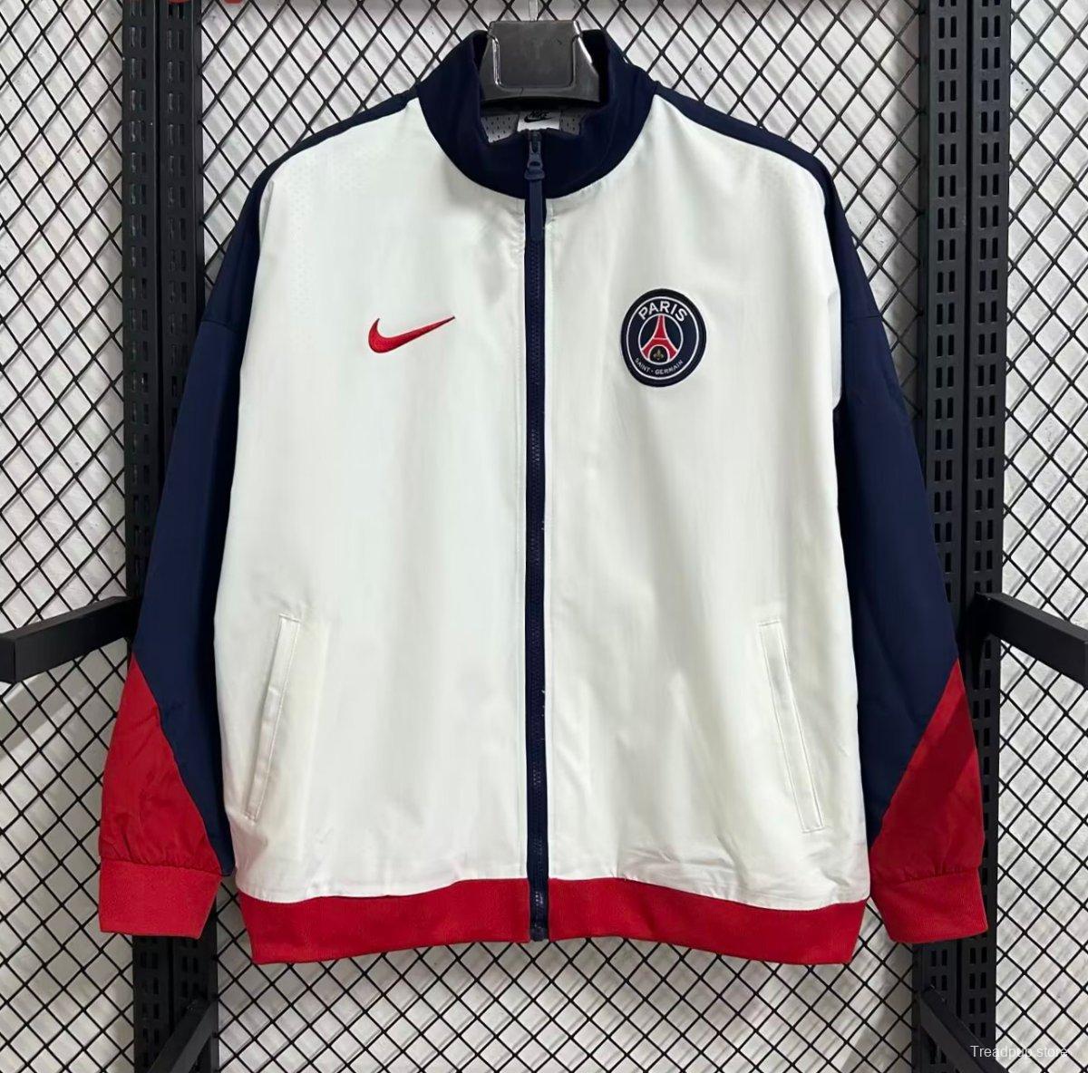 25/26 PSG White Full Zipper Windbreaker