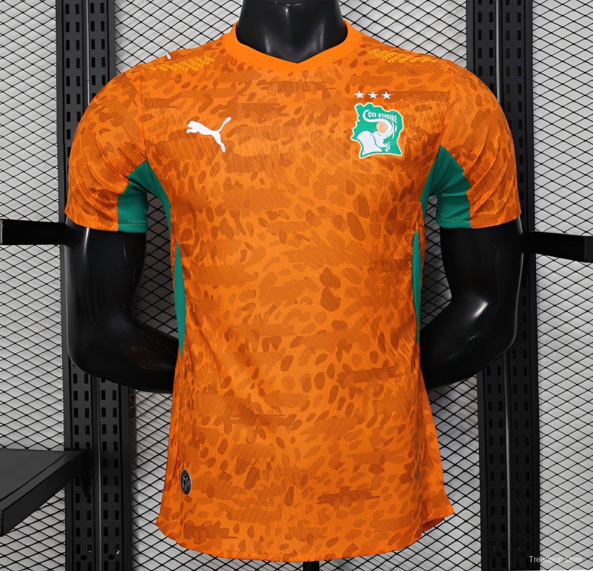 2026 Player Version Ivory Coast Orange with Leopard Pattern Jersey