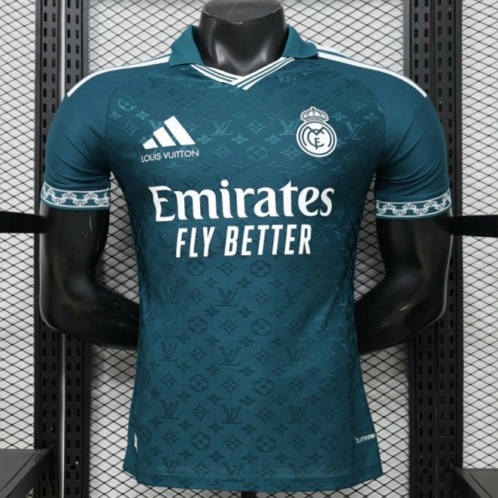 Player Version 2026 Real Madrid × Louis Vuitton Teal LV Monogram Adidas Collab Special Edition Jersey