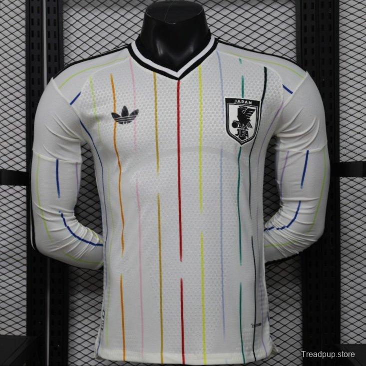 Player Version 2026 Japan Special Edition White with Rainbow  Pinstripe Long Sleeve Jersey