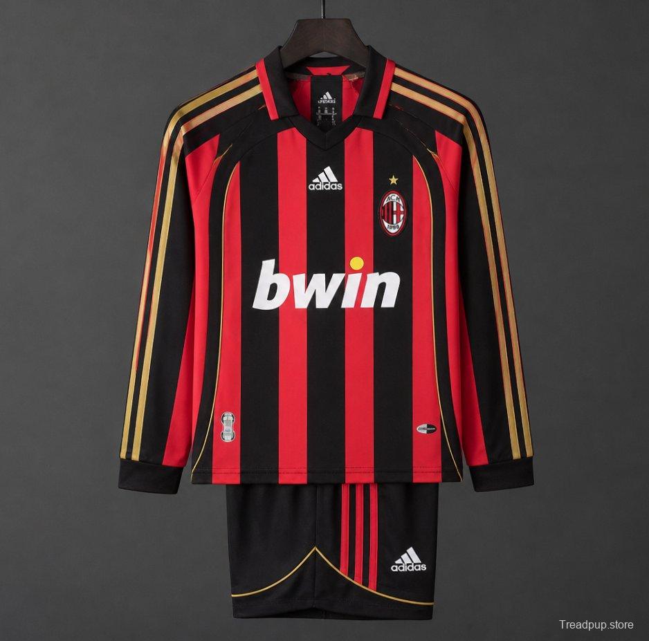 Retro Kids 06/07 AC Milan Home Long Sleeve Jersey